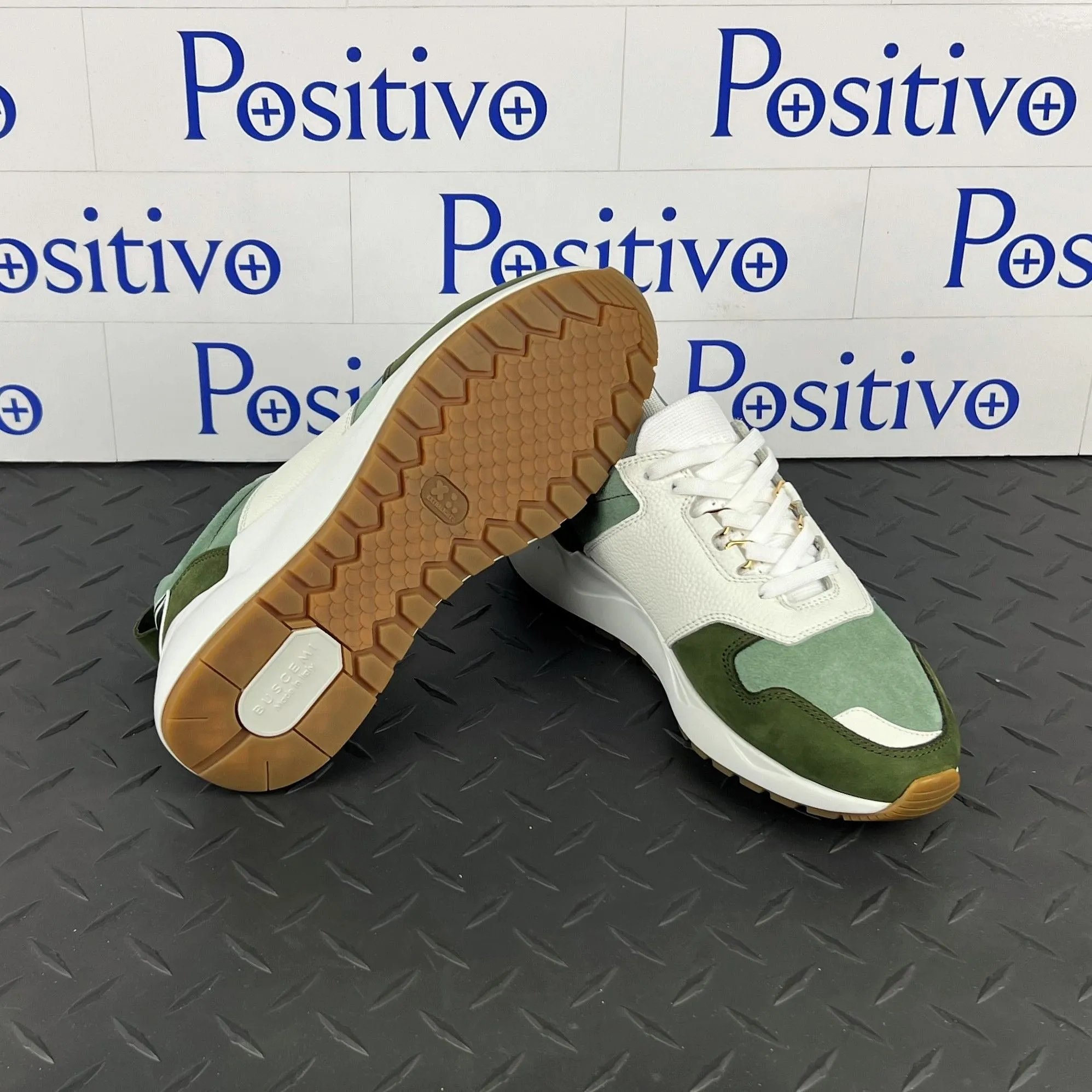 Buscemi Women's Ventura White/Militare Leather Sneakers
