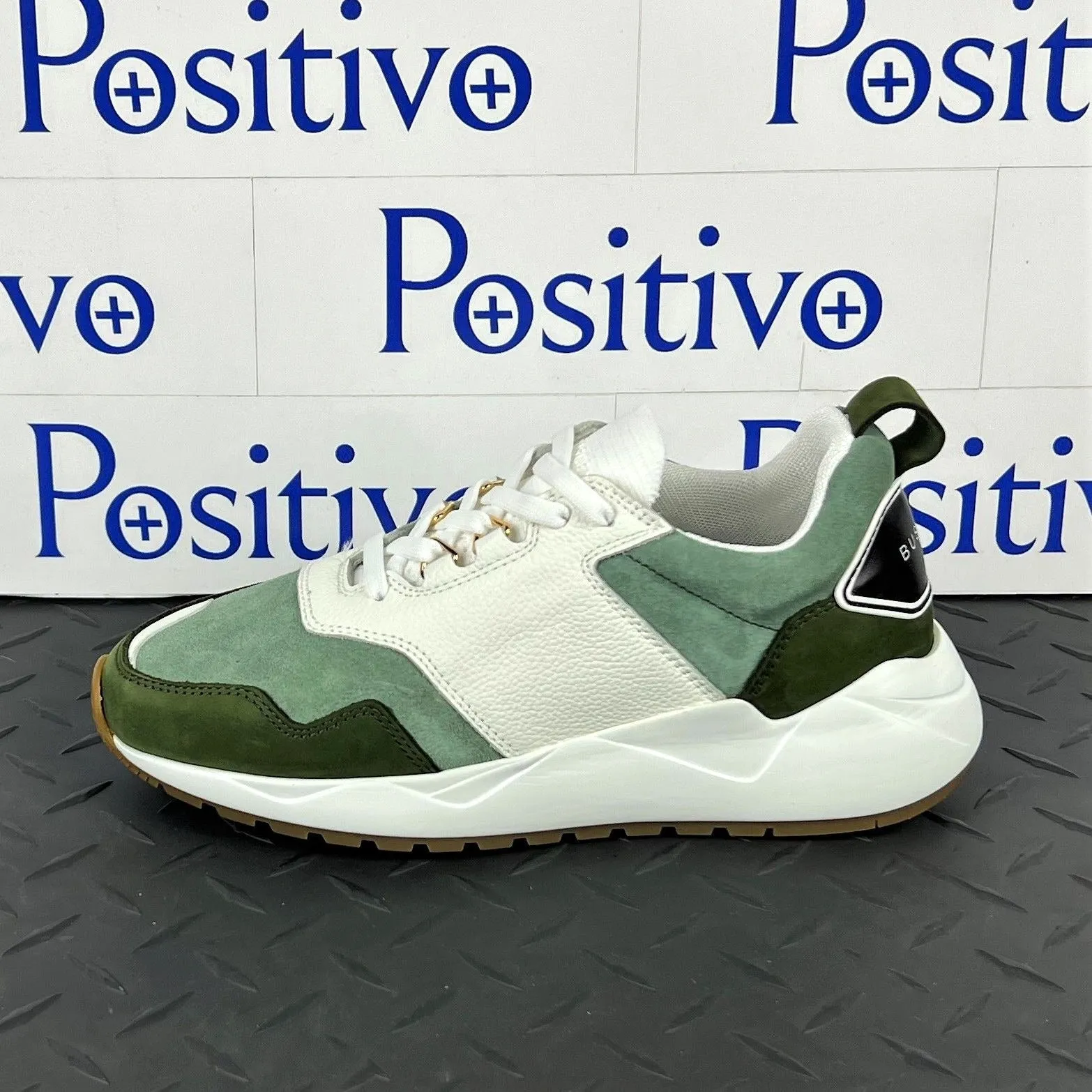 Buscemi Women's Ventura White/Militare Leather Sneakers