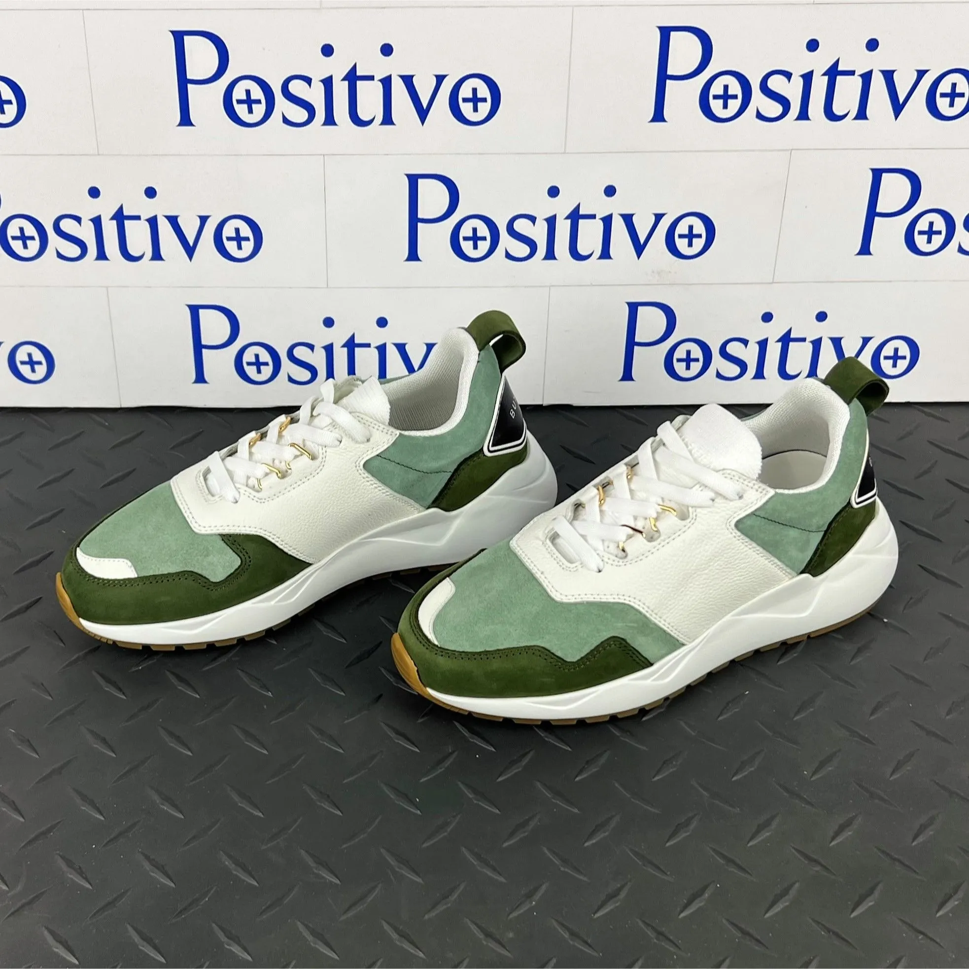 Buscemi Women's Ventura White/Militare Leather Sneakers