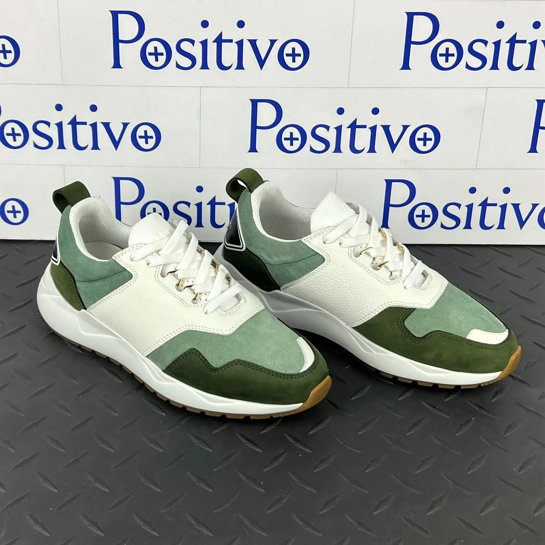 Buscemi Women's Ventura White/Militare Leather Sneakers