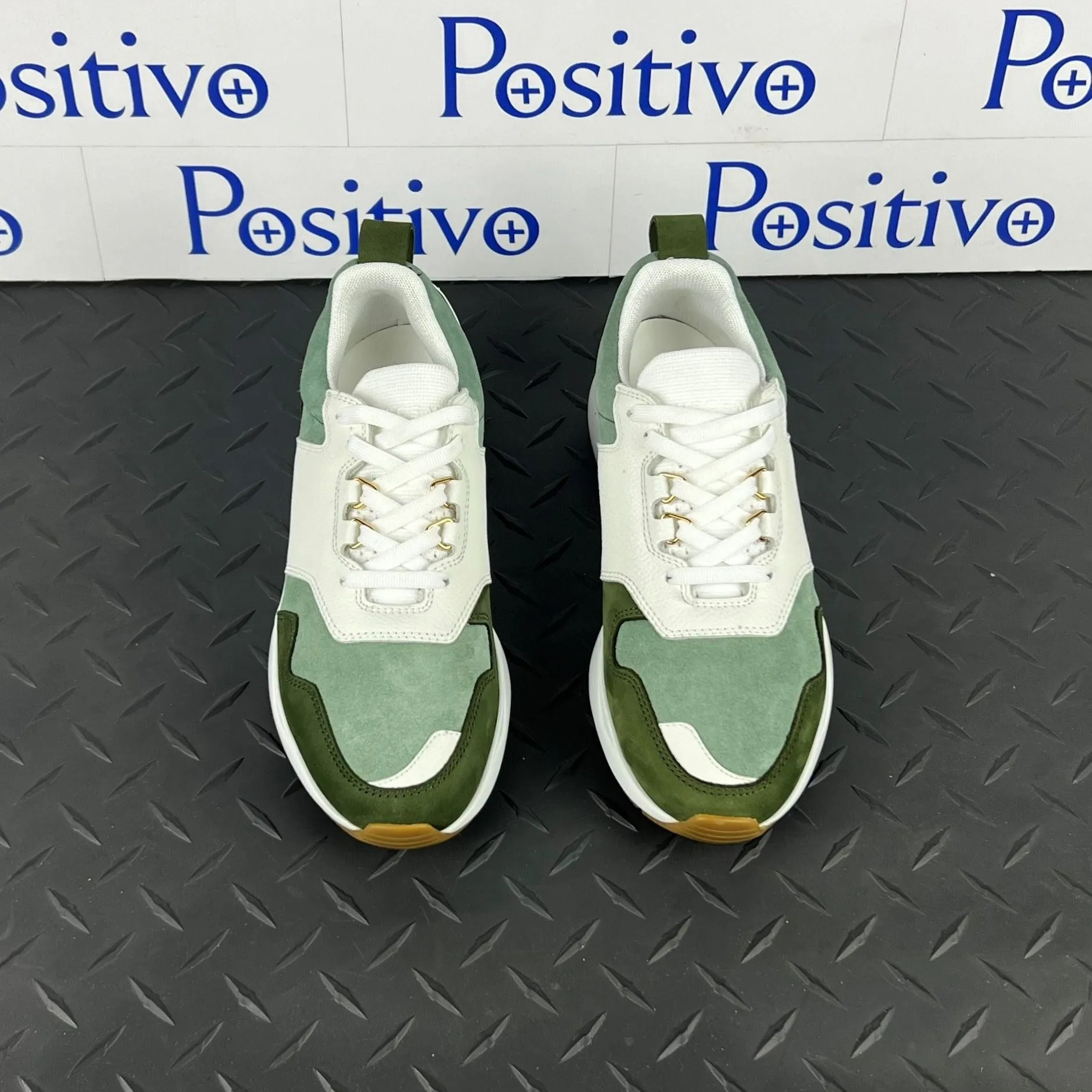Buscemi Women's Ventura White/Militare Leather Sneakers