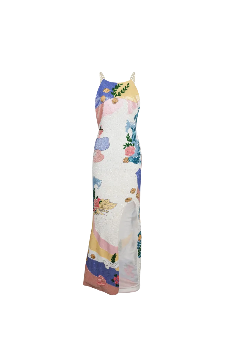 Calypso Soft Multi Sea Shell Halterneck Dress – Daphne x Oceanus