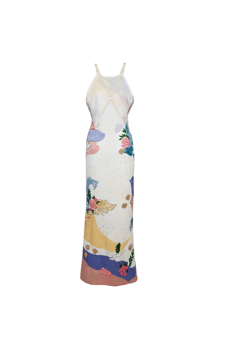 Calypso Soft Multi Sea Shell Halterneck Dress – Daphne x Oceanus