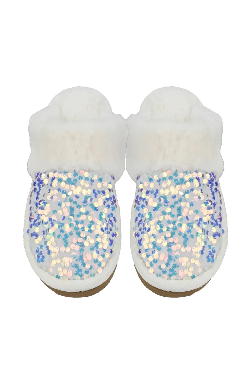 C.C. Sequin Slippers for Women in White | SPE0012-WHITE
