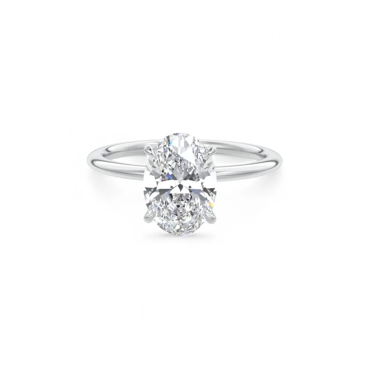 Certified 1.50Ct Oval cut Solitaire Moissanite Engagement Ring in 14k White Gold