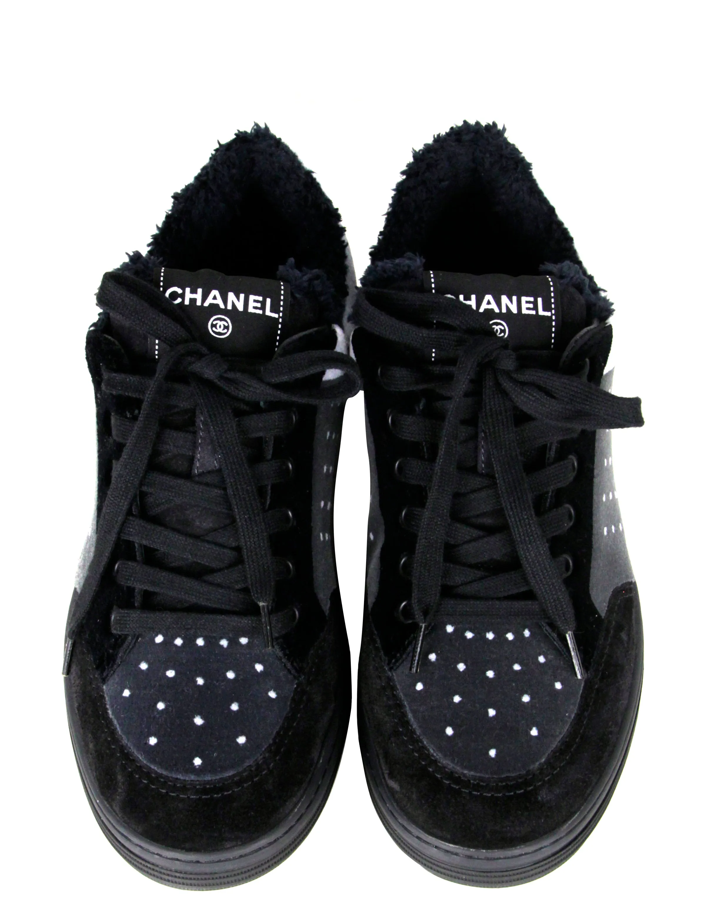 Chanel 2021 Grey/Black Velvet Sneakers sz 38
