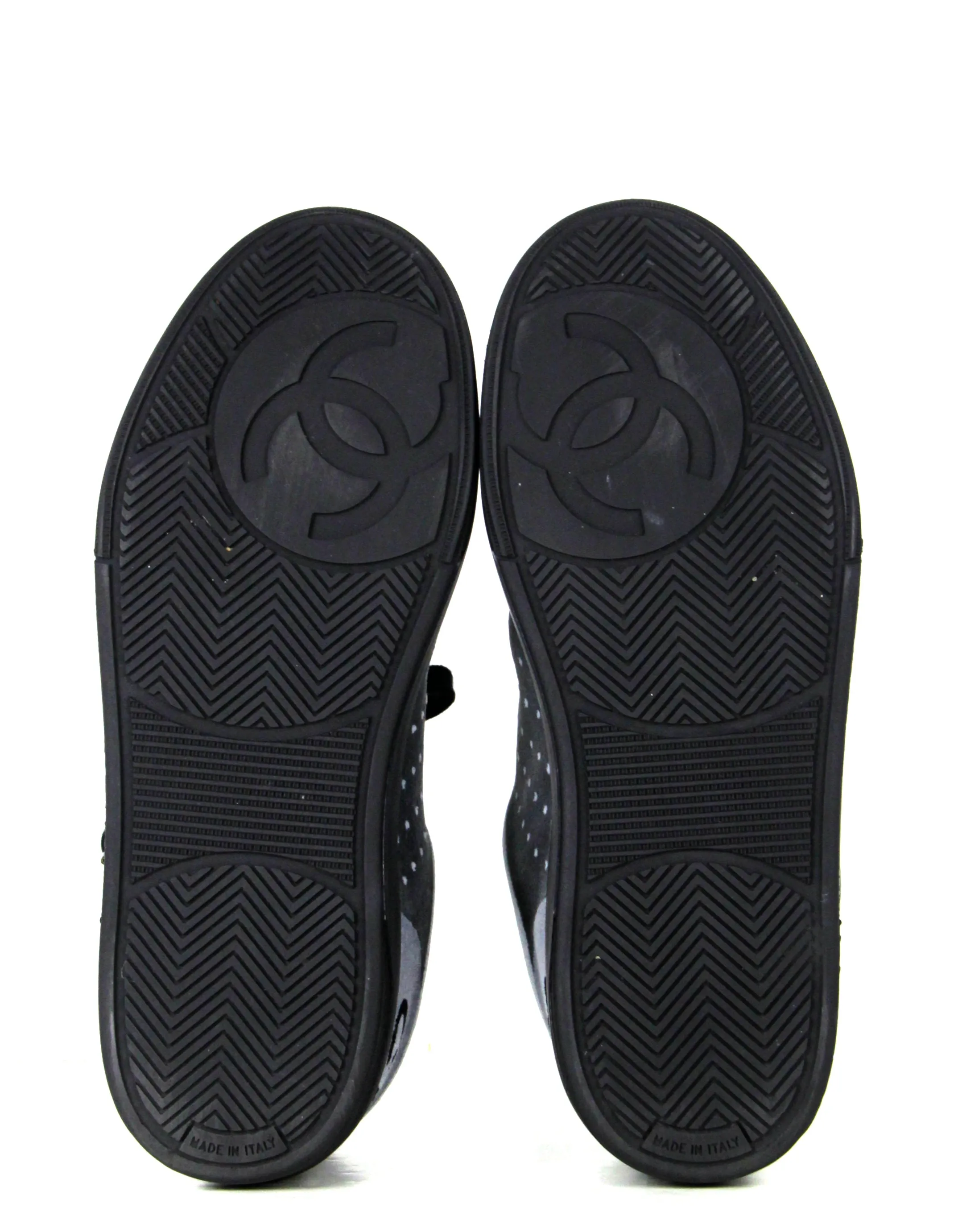 Chanel 2021 Grey/Black Velvet Sneakers sz 38