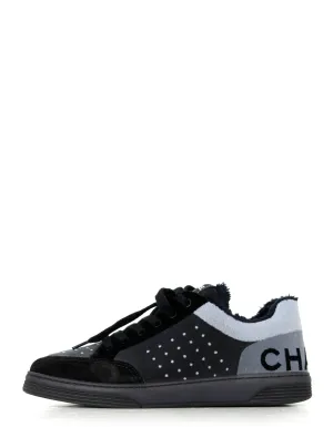 Chanel 2021 Grey/Black Velvet Sneakers sz 38