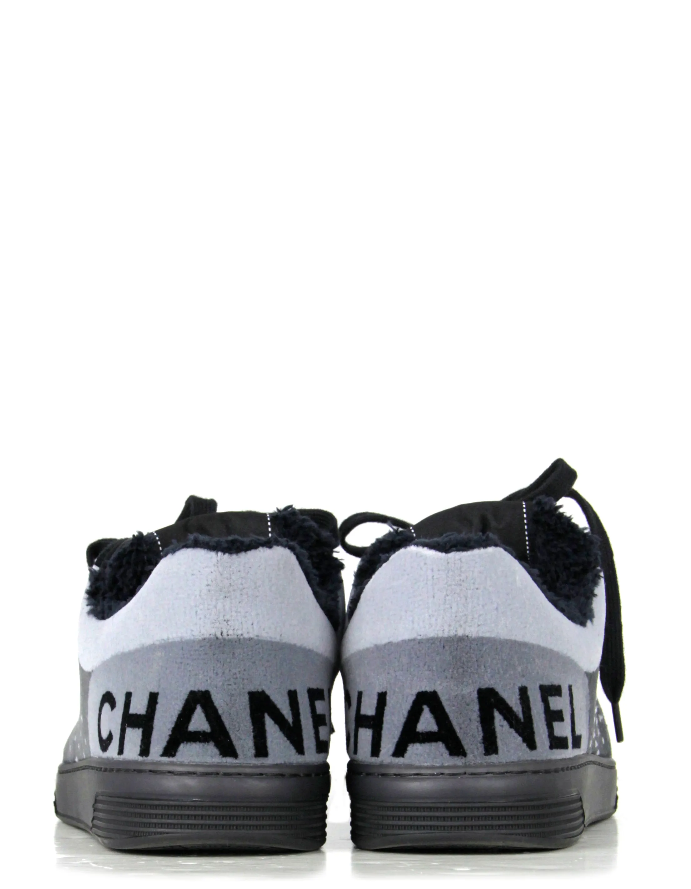 Chanel 2021 Grey/Black Velvet Sneakers sz 38
