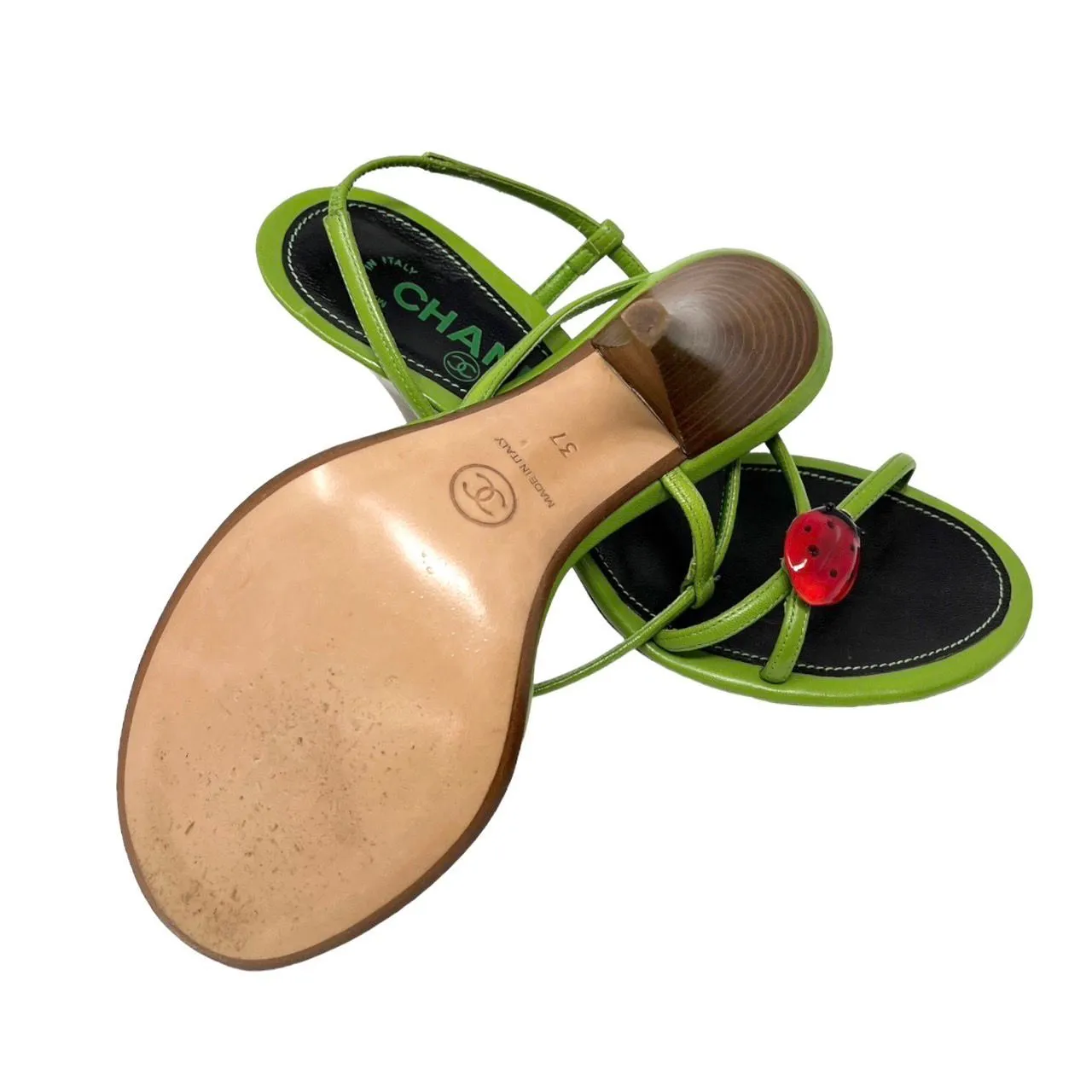 Chanel Green Ladybug Heels