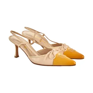 Chanel Yellow Logo Bow Slingback Heels