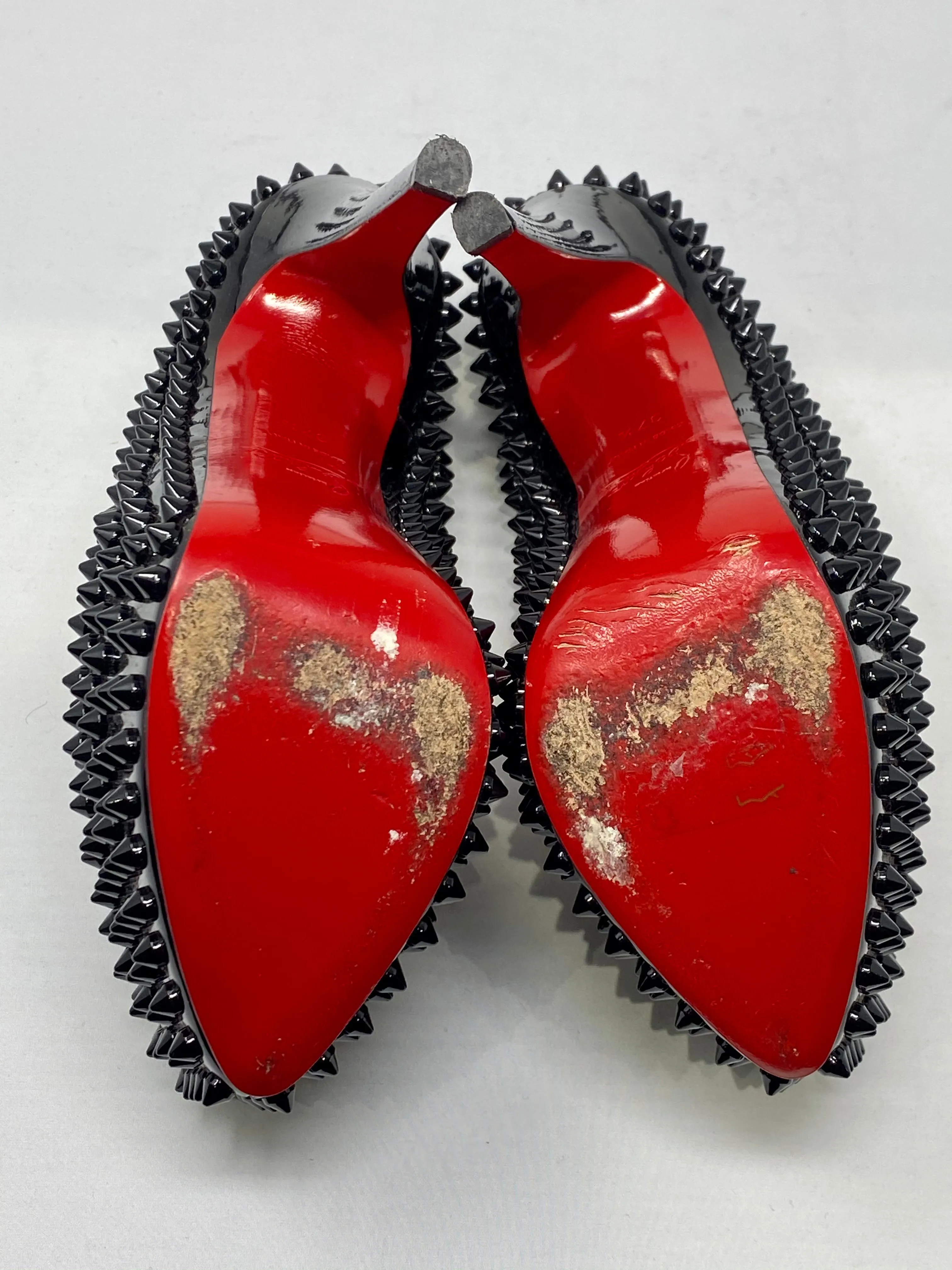 Christian Louboutin Black Patent Leather Spiked Platform Pump