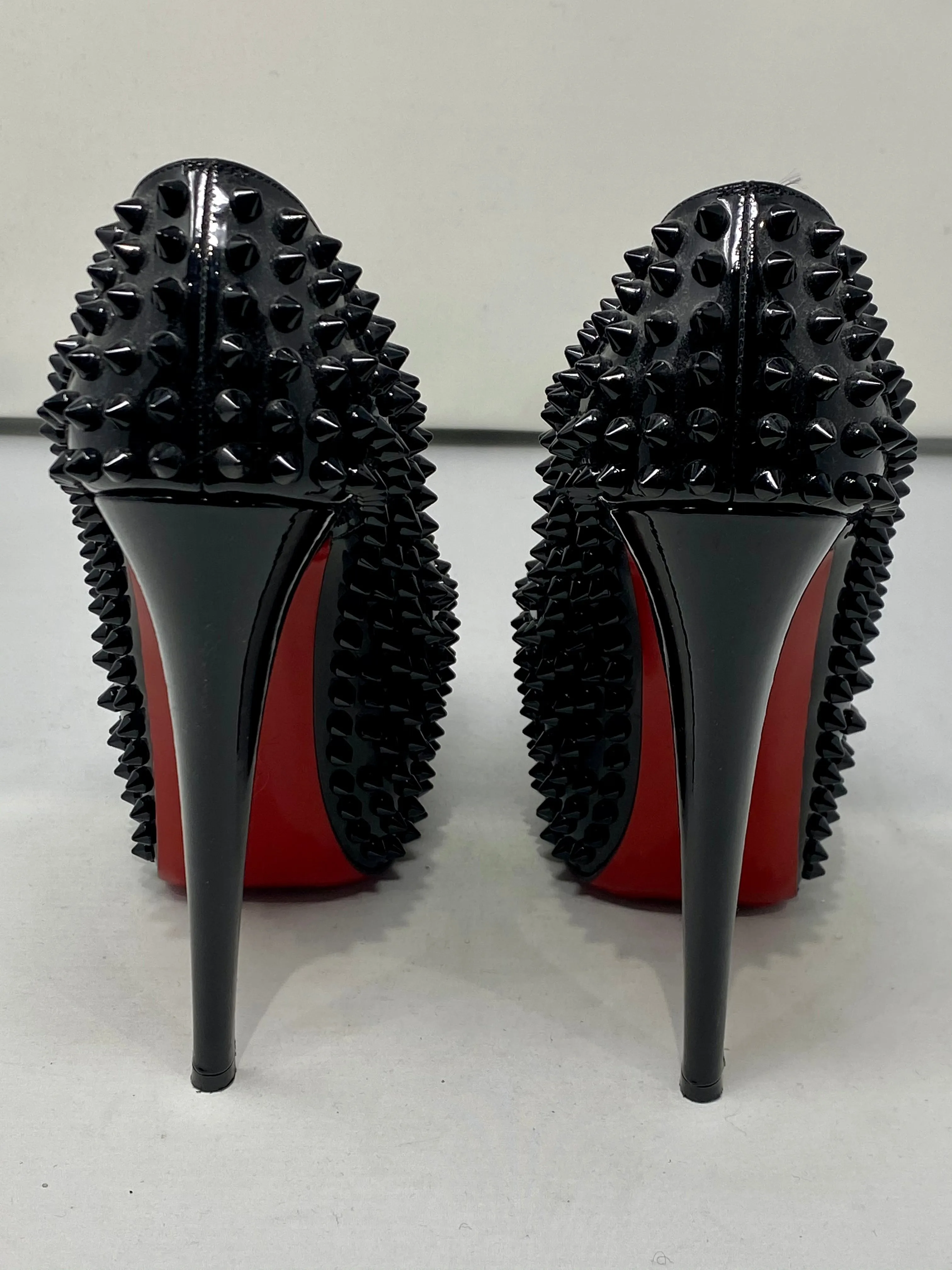 Christian Louboutin Black Patent Leather Spiked Platform Pump