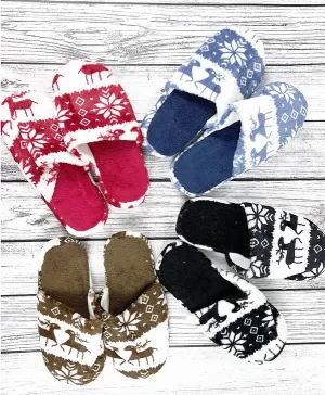 Christmas Deer Snowflakes Soft Fur Indoor Slippers Christmas Deer Snowflakes Soft Fur Indoor Slippers
