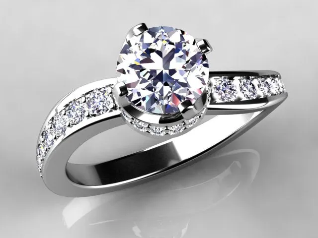 Christopher Michael Collection Round Brilliant Diamond Engagement Ring