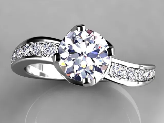 Christopher Michael Collection Round Brilliant Diamond Engagement Ring