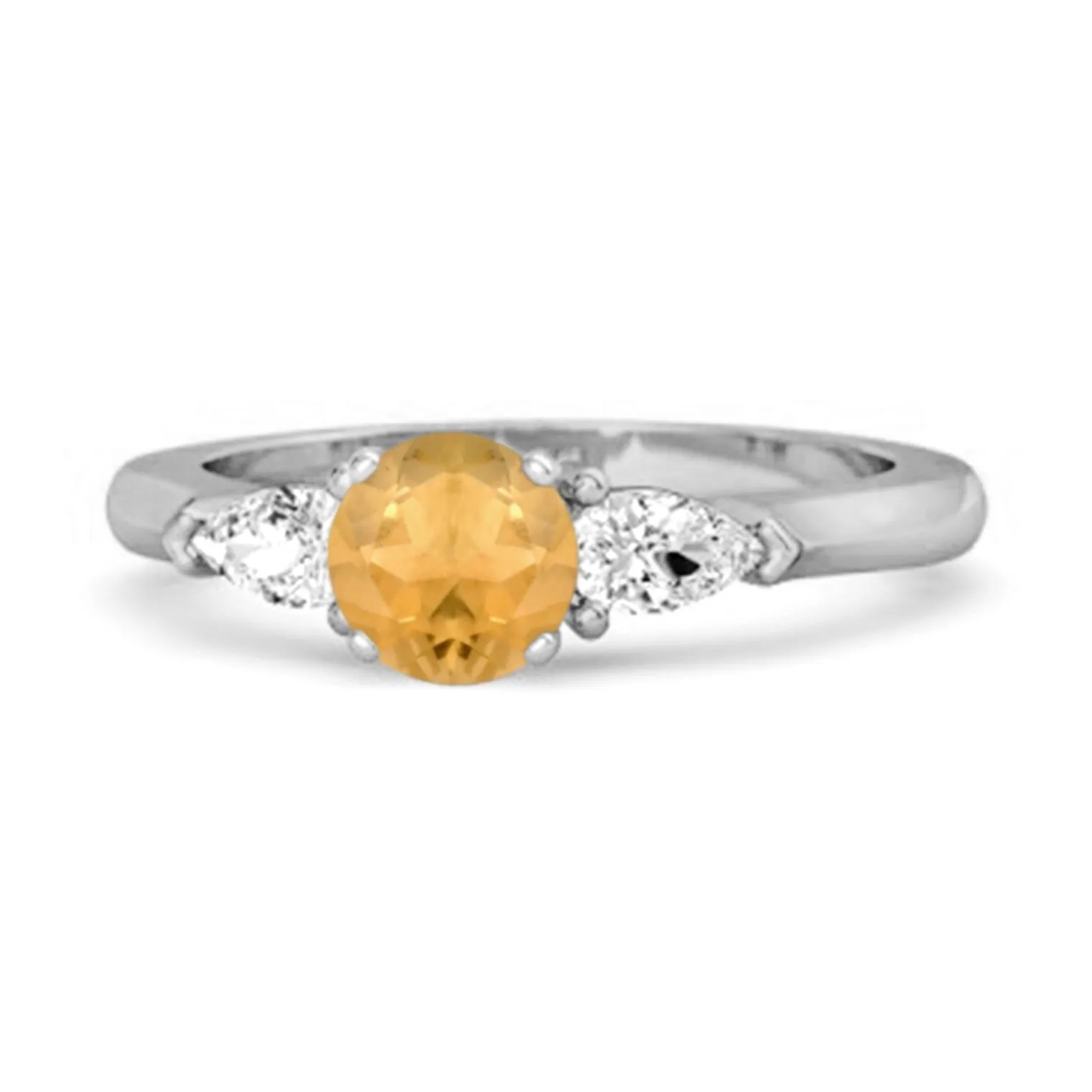 Citrine Simulated Diamond 925 Sterling Silver Women Love Ring