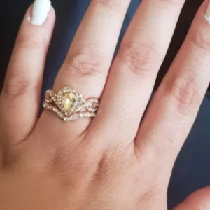 Classic Morganite Engagement Ring Set Gold Wedding For Women Jewelry