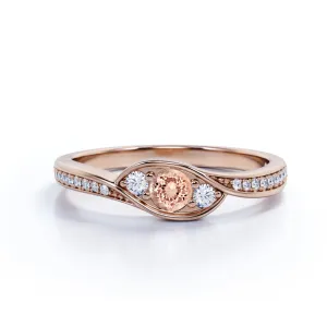 Classic Three Stone Halo 1.2 carat Morganite Vintage Evil Eye Ring for Women