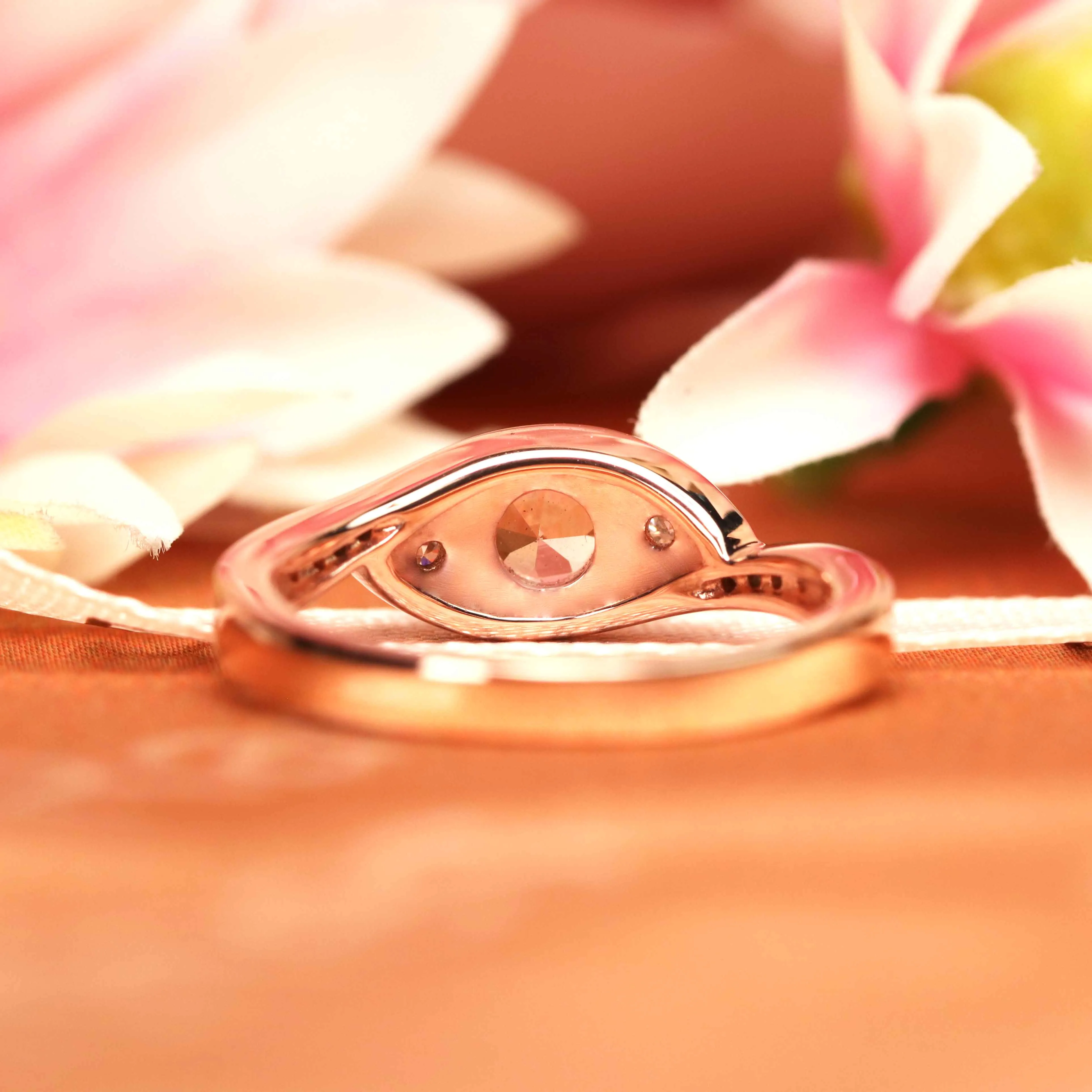 Classic Three Stone Halo 1.2 carat Morganite Vintage Evil Eye Ring for Women