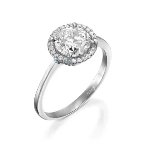 Cluster engagement ring-Diamond Engagement Ring-White Gold Ring-Engagement Ring-Promise ring-Halo diamond engagement ring- Anniversary Gift