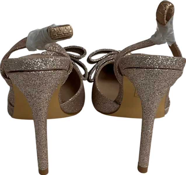 Coast Metallic Tamara Glitter Bow Sling Back Stiletto Court Shoes UK 4 EU 37 👠