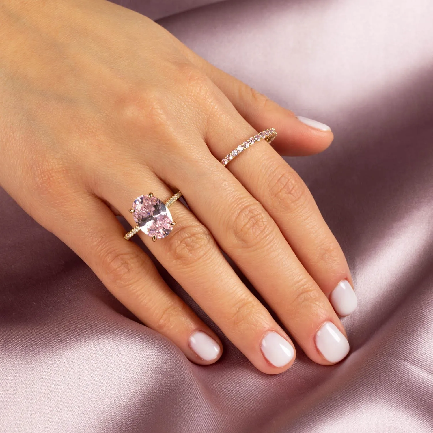 Colored Oval Pavé Ring