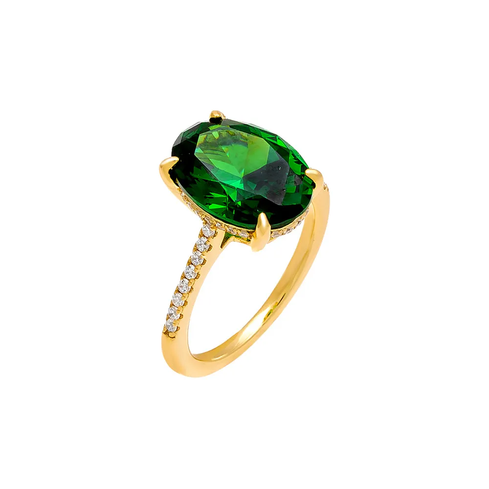 Colored Oval Pavé Ring