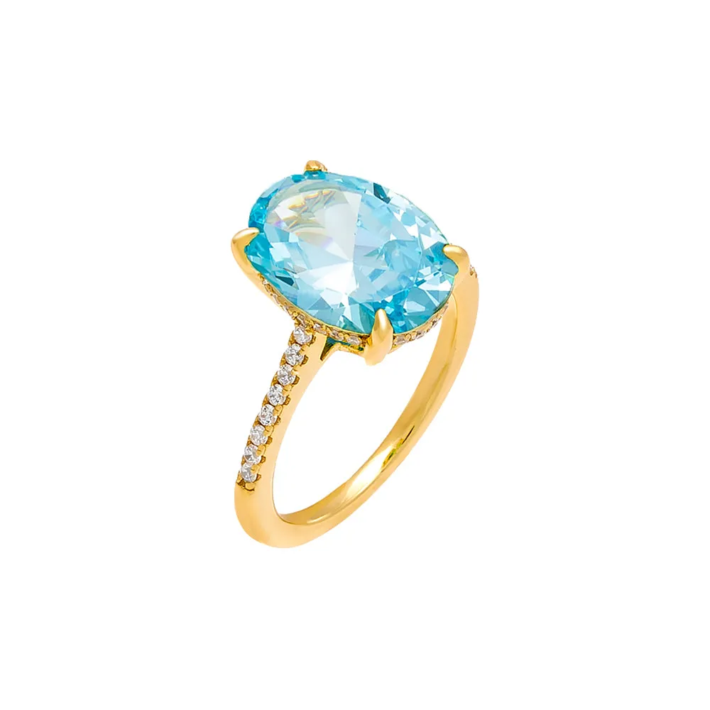 Colored Oval Pavé Ring
