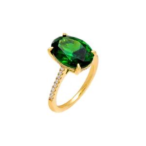 Colored Oval Pavé Ring