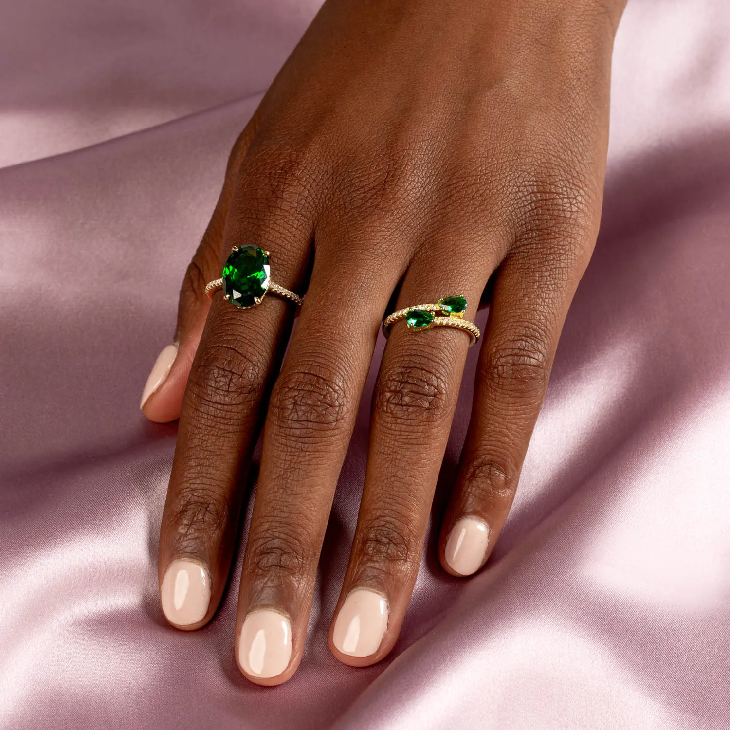 Colored Oval Pavé Ring