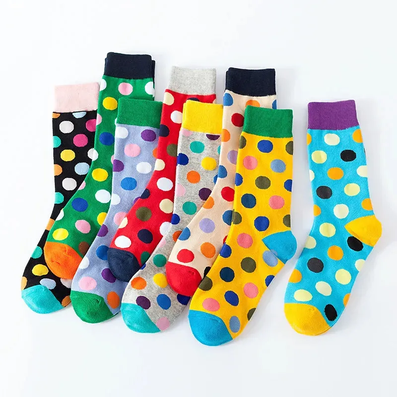 Colorful Polka Dots 'Black' Crew Socks