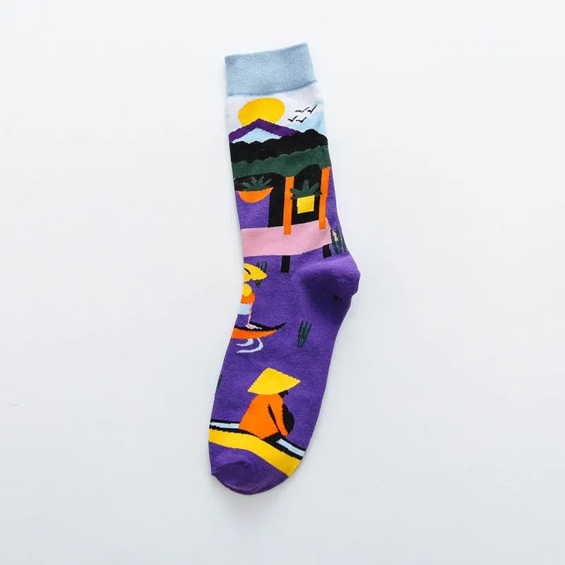 Colorful Print Socks -1 Pair