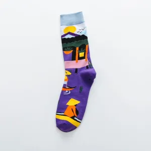 Colorful Print Socks -1 Pair