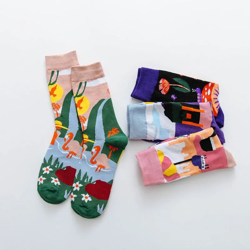 Colorful Print Socks -1 Pair