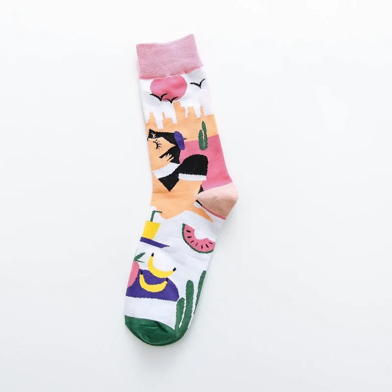Colorful Print Socks -1 Pair