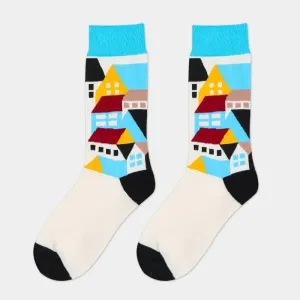 'Colorful Roofs' Crew Socks