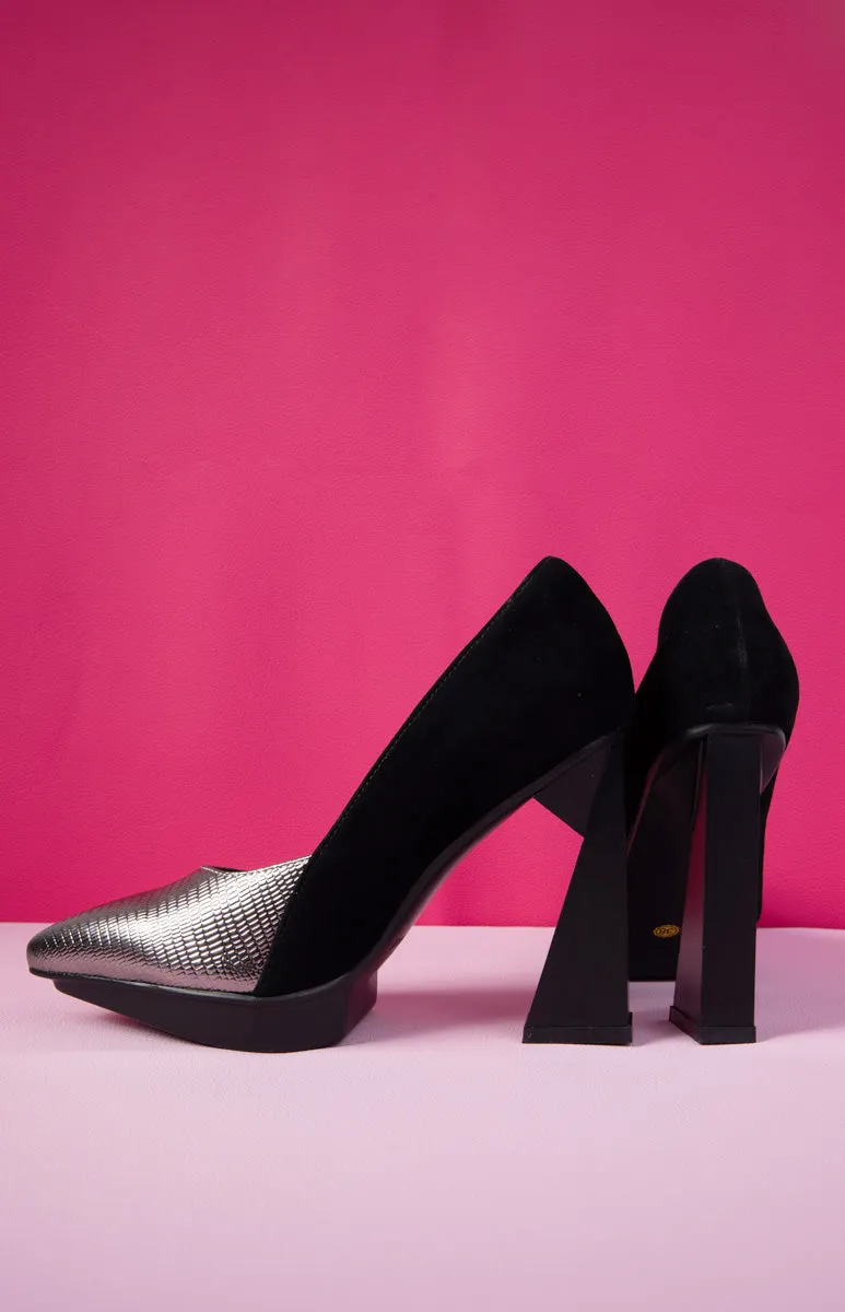 Copeland Leather Heel Pump - Silver