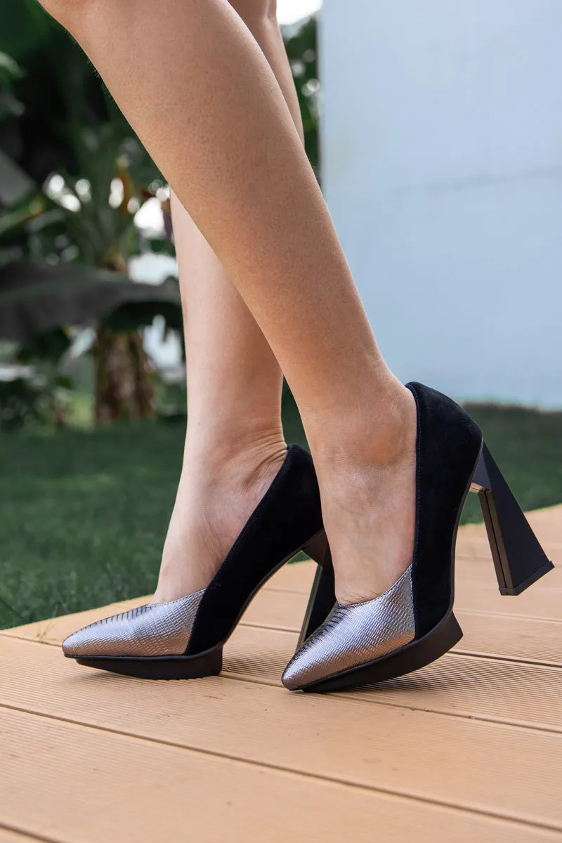 Copeland Leather Heel Pump - Silver