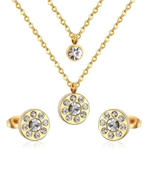 Cosmic Zircon Decor Layered Necklace & Stud Earrings Set - FD ⚡