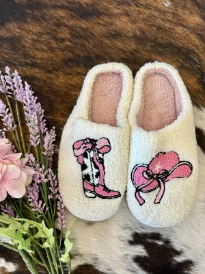 Cowgirl Girlie Ivory House Slippers