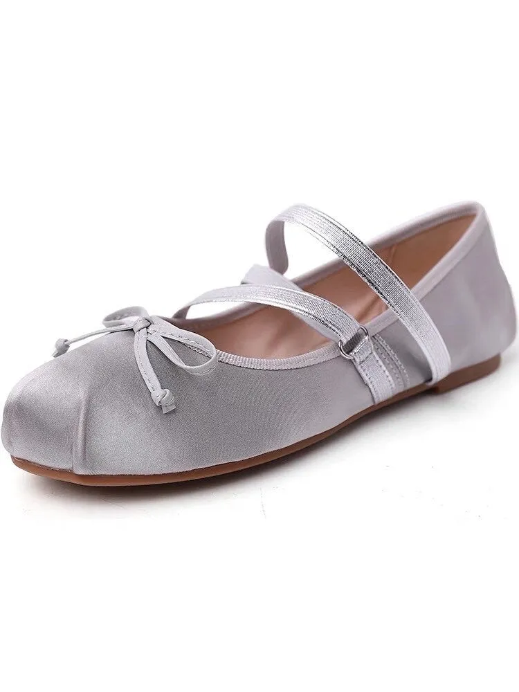 creamtopmall Women Retro Mary Jane Shoes, Ballerina Vintage Flats Shoes, Plain Toe Ballet Flats for Women, Round Toe Retro Black Pink Sliver Shoes