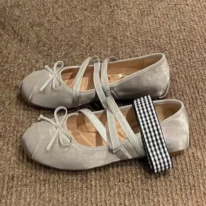 creamtopmall Women Retro Mary Jane Shoes, Ballerina Vintage Flats Shoes, Plain Toe Ballet Flats for Women, Round Toe Retro Black Pink Sliver Shoes