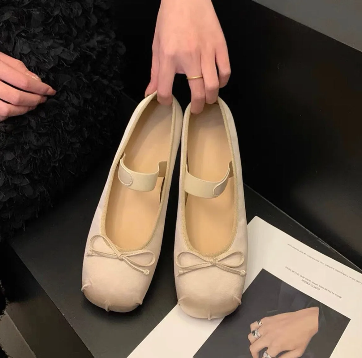 creamtopmall Women Retro Mary Jane Shoes, Ballerina Vintage Flats Shoes, Plain Toe Ballet Flats for Women, Round Toe Retro Black Pink Sliver Shoes