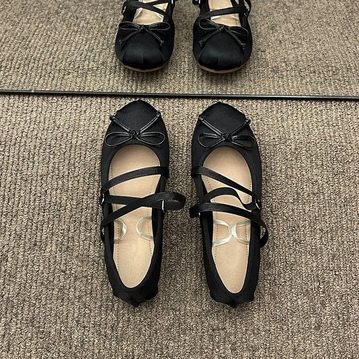 creamtopmall Women Retro Mary Jane Shoes, Ballerina Vintage Flats Shoes, Plain Toe Ballet Flats for Women, Round Toe Retro Black Pink Sliver Shoes