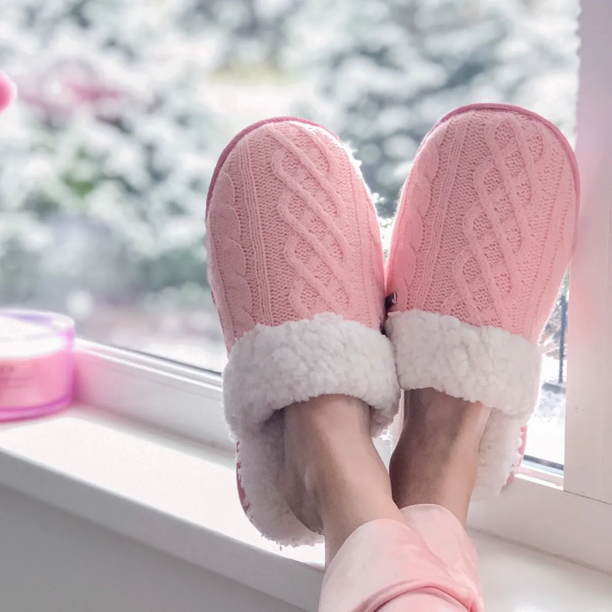 Creekside Slide Slippers | Cable Knit Blush