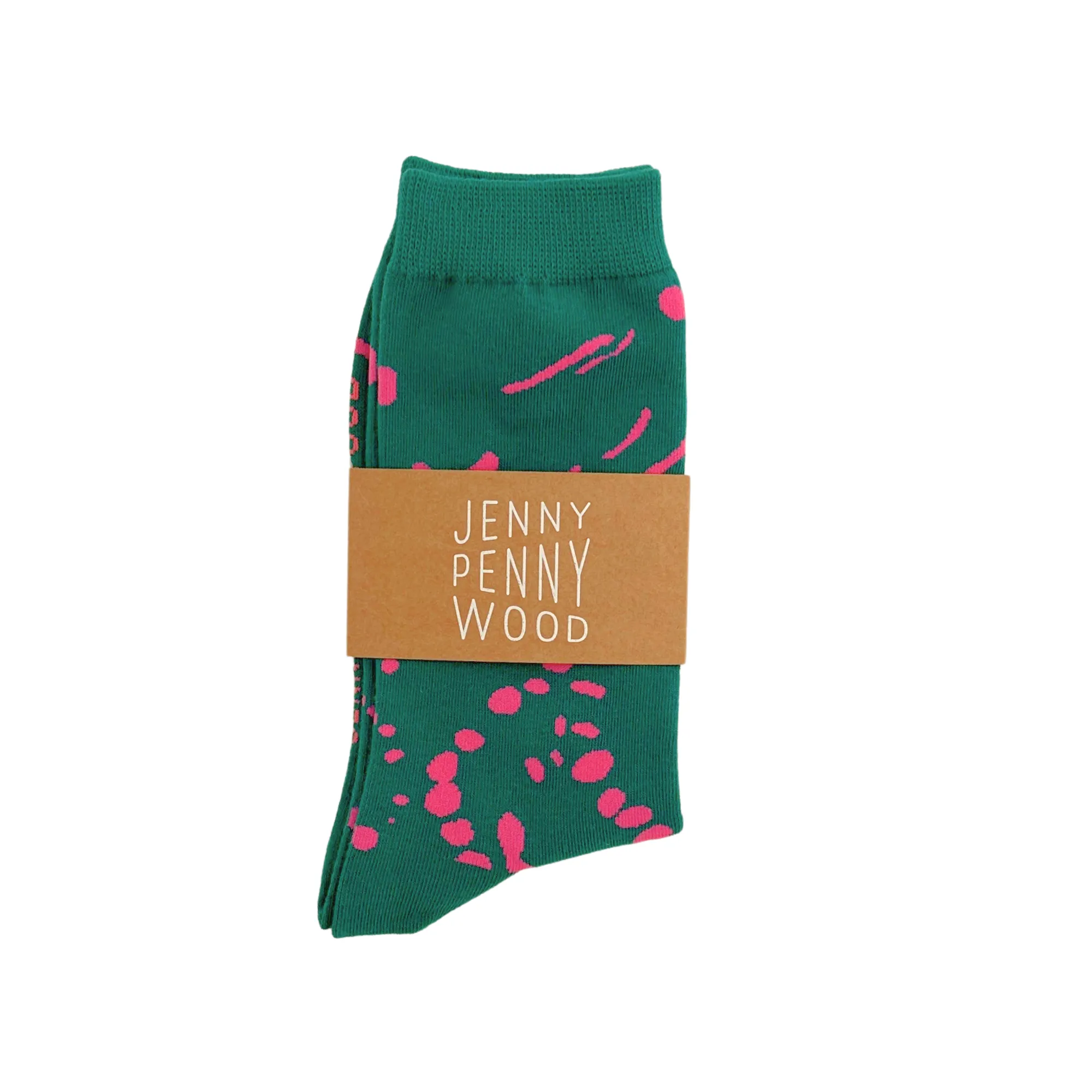 Crew Socks - Drape in Emerald & Neon Pink