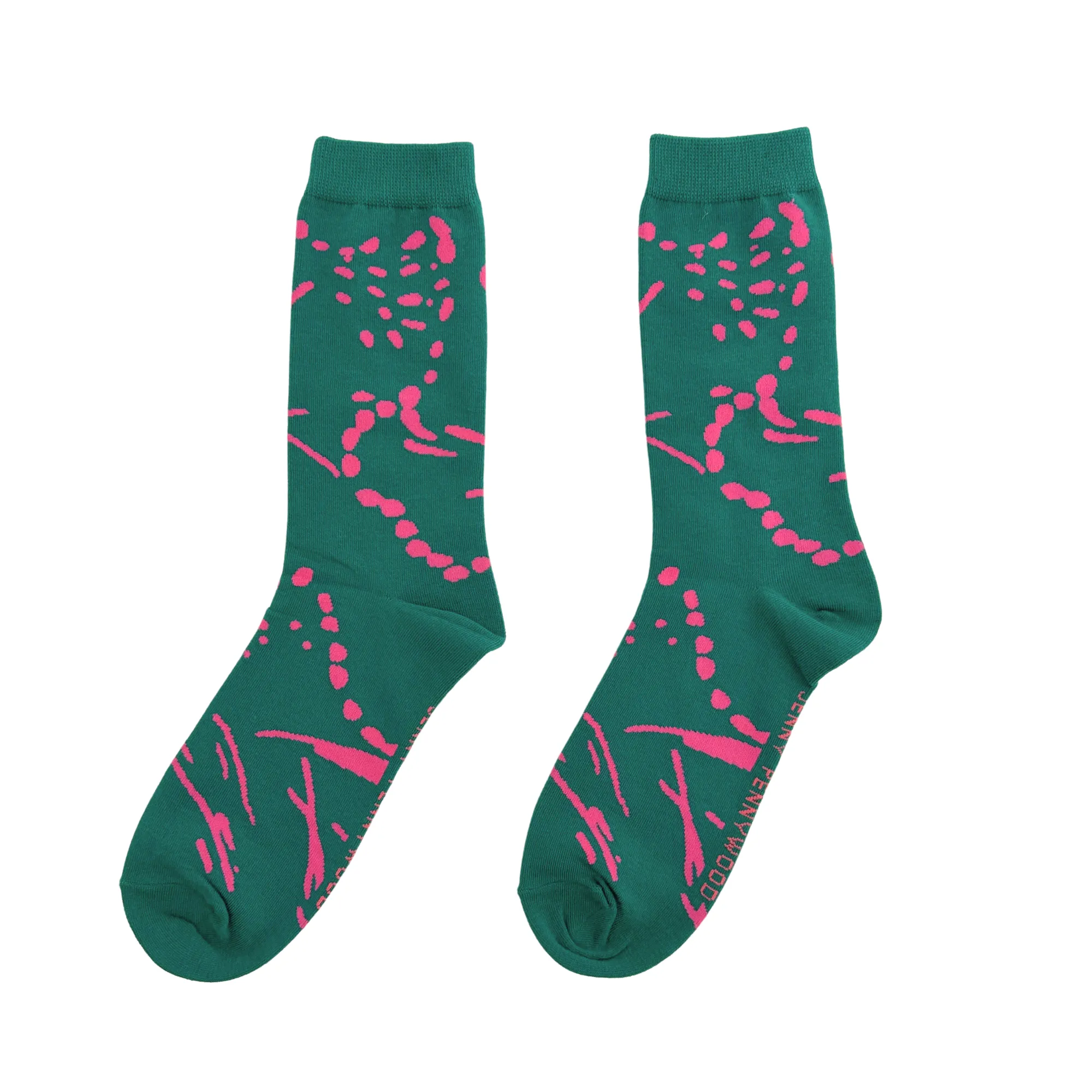 Crew Socks - Drape in Emerald & Neon Pink
