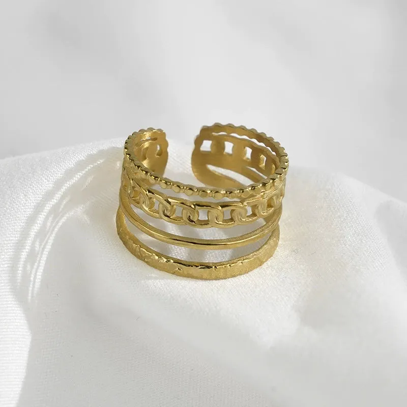 Cross-border new ins style chain four-layer titanium steel ring JLTR0507