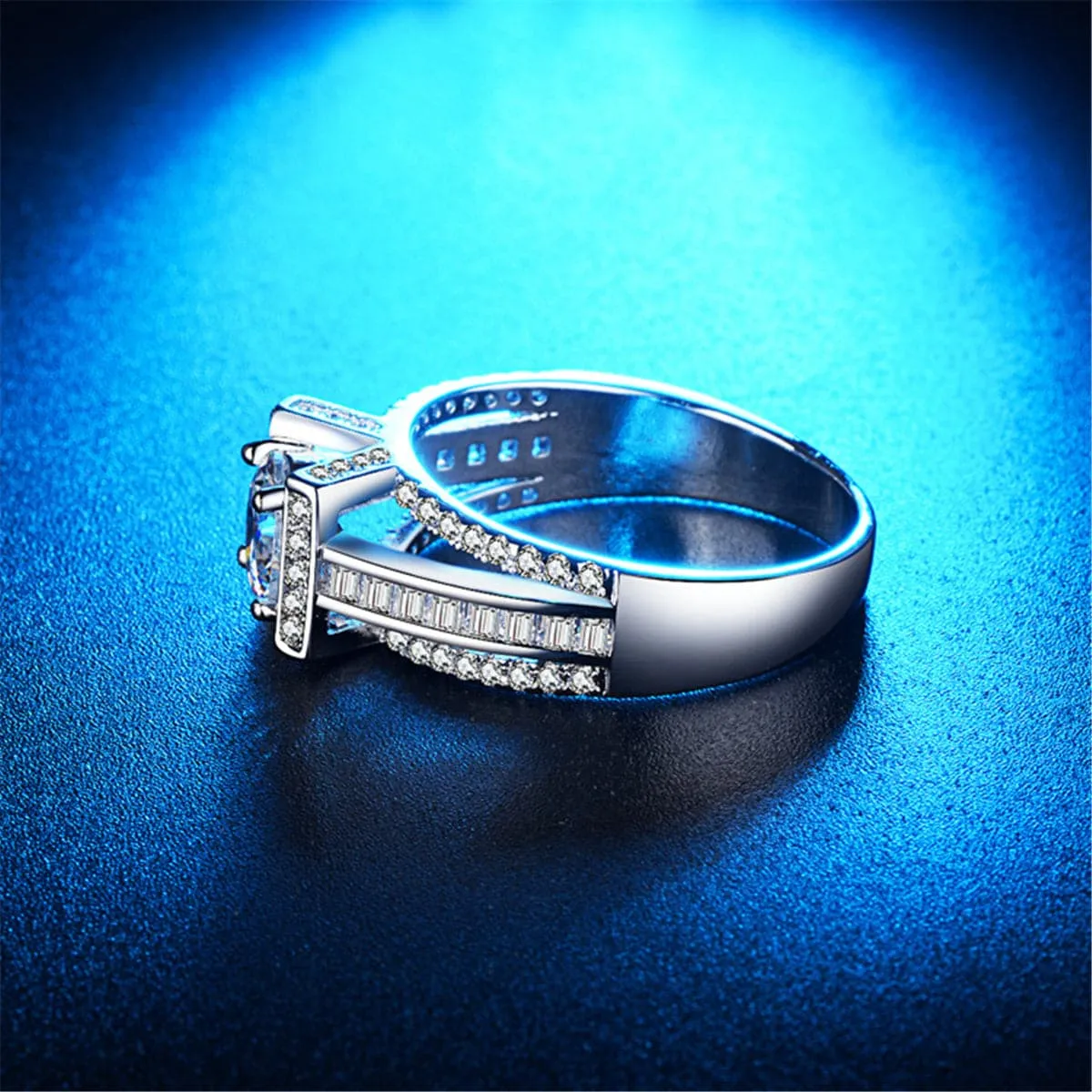 Crystal & Cubic Zirconia Split-Shank Cocktail Ring